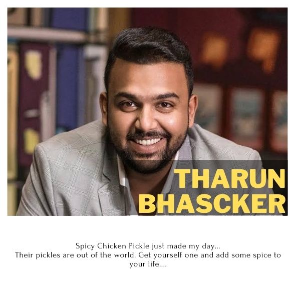 tharun-bhascker-reviews-spicy-chicken-pickle