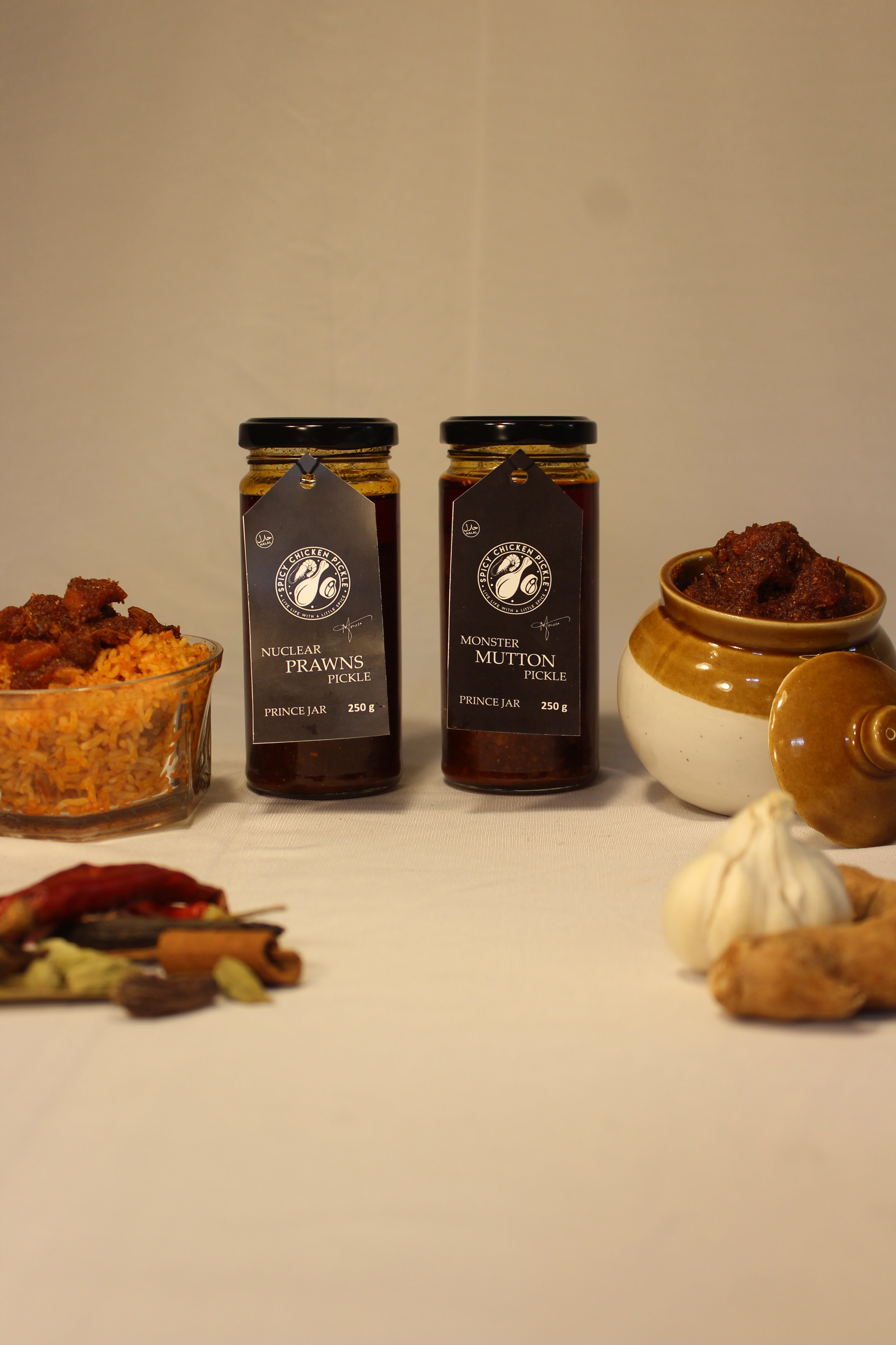 Nuclear Prawns Pickle (Prince Jar) & Monster Mutton Pickle (Prince Jar)